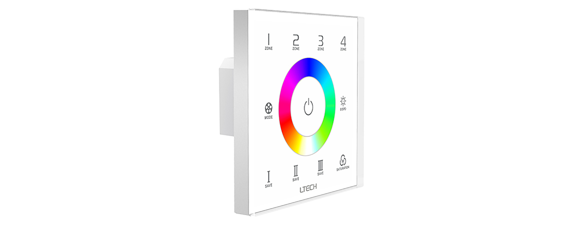EX7S  RGB Touch Panel 4 Zones; RF 2.4GHz; DMX512 interface; Capacitive touch; 100-240Vac input; IP44.